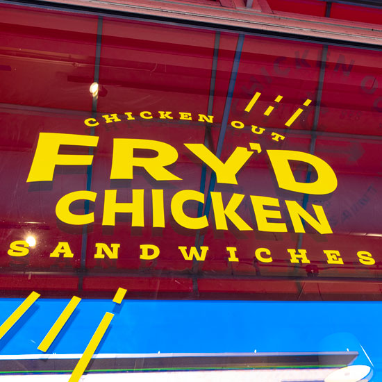 Chicken Out - Logo on Exterior Window